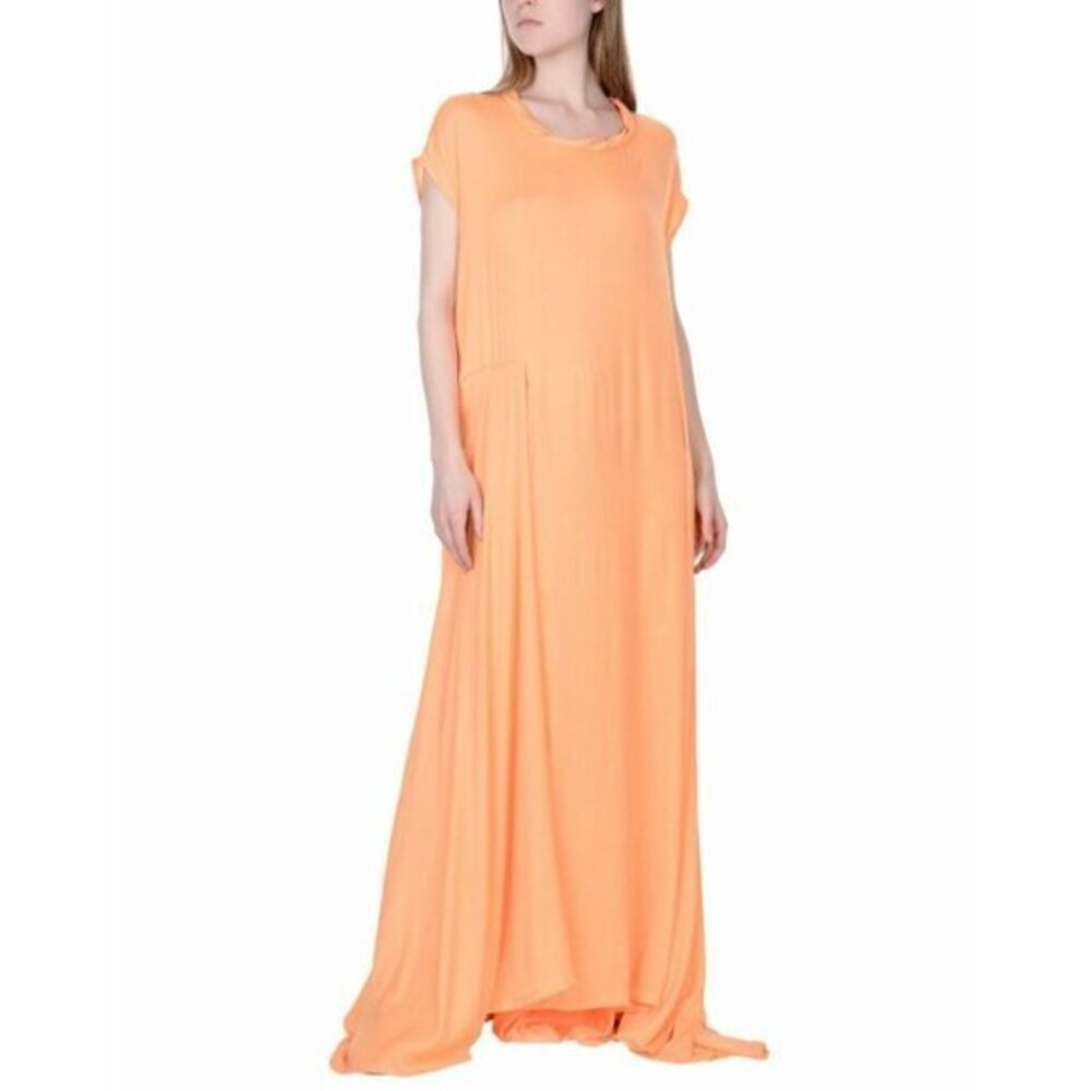 Haider Ackerman Orange Satin Oversized Draped Maxi Dress SZ 38 IT 2 US NWT
